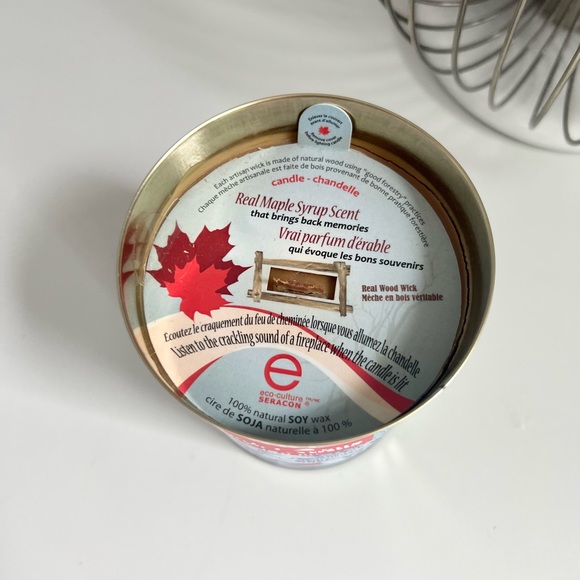 Maple Syrup Tin 4.75” Candle Wooden Wick BRAND NEW - Picture 4 of 9